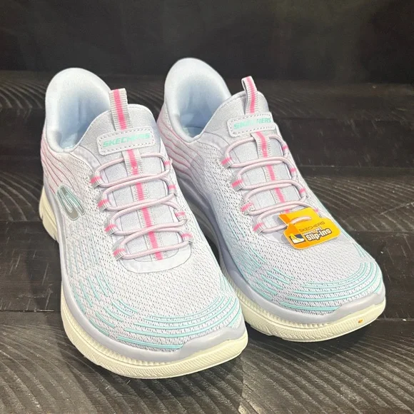 Skechers Pastel Blue and Pink Slip-On Athletic Shoes NWOT - Picture 1 of 6
